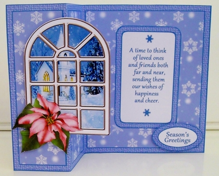 FB Christmas Window with pink poinsettia by Pam Stubley