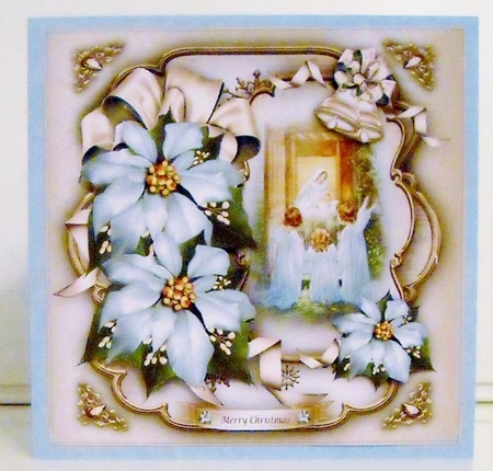 Manger Nativity Scene with Blue Poinsettias Mini Kit by Pam Stubley