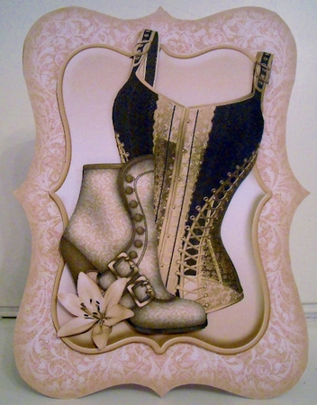 Lace Corset Bracket Shaped Card Kit by Pam Stubley