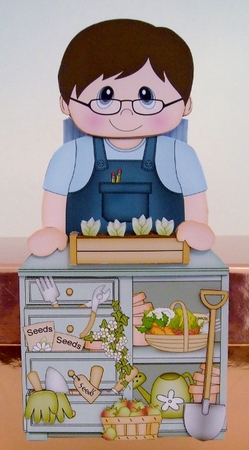 3D On the Shelf Card Kit - Jimmy is In the Potting Shed by Pam Stubley