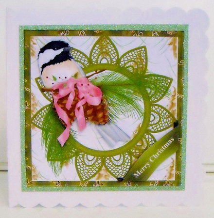Chickadee Christmas Topper with Decoupage by Pam Stubley