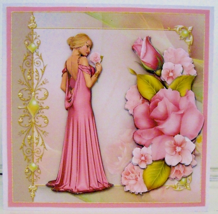 Elegant Lady In Pink Large Card Kit by Pam Stubley