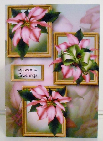Frame Trio Christmas - Pink Poinsettias by Pam Stubley