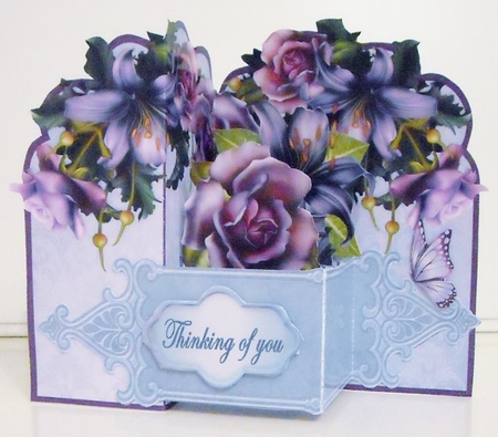 Z - Fold Purple & blue lilies & roses by Pam Stubley