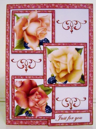 Three squares - Autumn roses by Pam Stubley