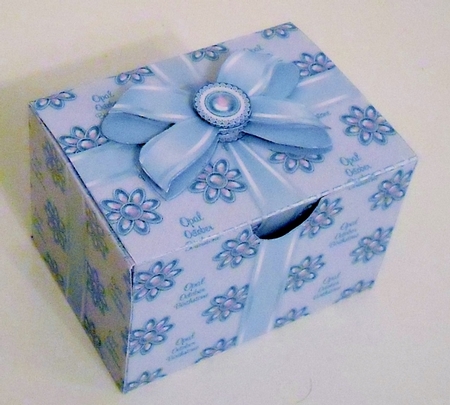 Gift Box October Birthstone Opal with Bow Decoupage by Pam Stubley