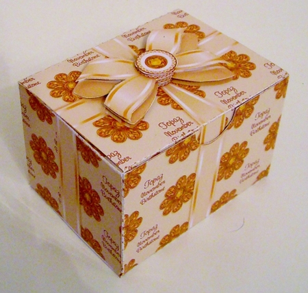 Gift Box November Birthstone Topaz with Bow Decoupage by Pam Stubley