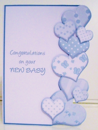 Heart Edge Baby Card - Baby Blue by Pam Stubley
