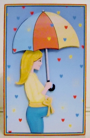 Baby Shower Rainbow Unisex Boy or Girl Decoupage Blonde Mum by Pam Stubley