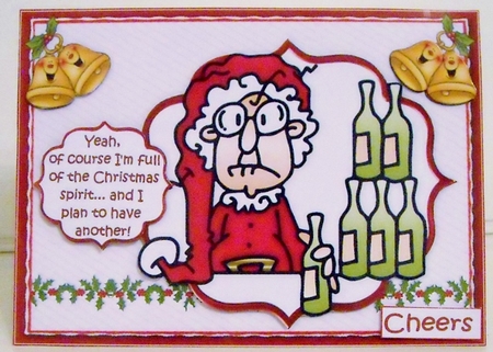 Gus is full of Christmas spirit quick card by Pam Stubley