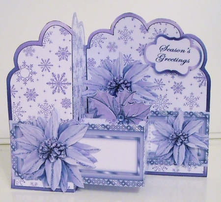 Z-Fold pop-up  Blue Poinsettias by Pam Stubley