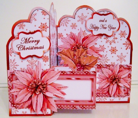 Z-Fold pop-up  Red Poinsettias by Pam Stubley