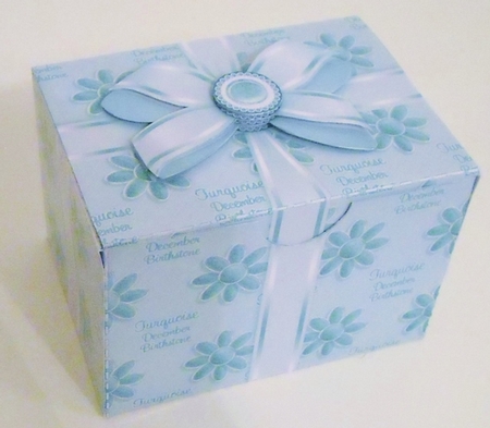 Gift Box December Birthstone Turquoise with Bow Decoupage by Pam Stubley
