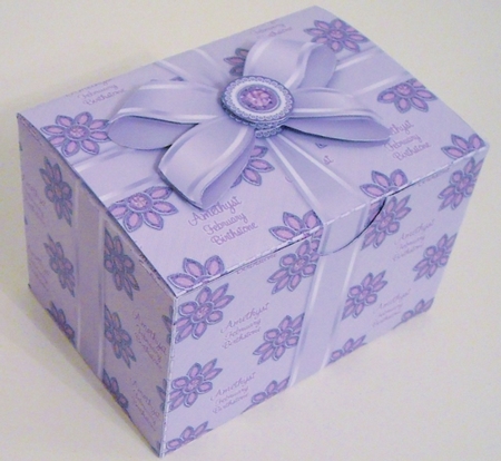 Gift Box February Birthstone Amethyst with Bow Decoupage by Pam Stubley