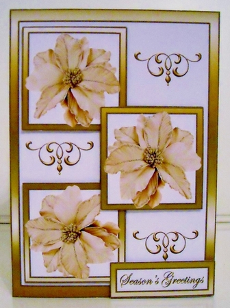 Three squares Gold poinsettias by Pam Stubley