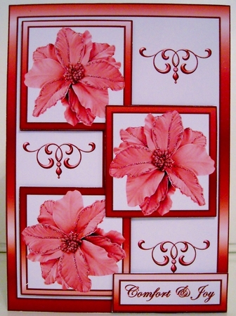 Three squares Red poinsettias by Pam Stubley