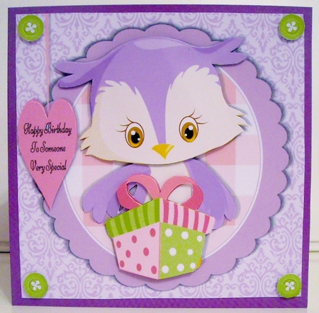 Cute Purple Birthday Bird by Pam Stubley