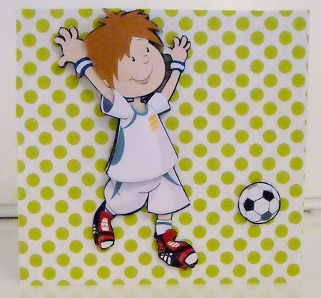 Mini Footballer Dude White and Blue Decoupage Sheet by Pam Stubley