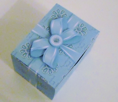 Gift Box March Birthstone Aquamarine with Bow Decoupage by Pam Stubley