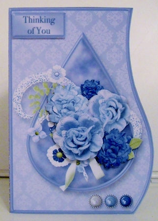 Blue Posy Sympathy - Curved Edge Card by Pam Stubley
