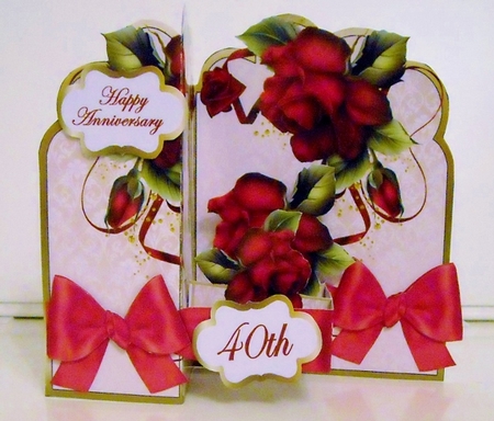 Z-Fold pop-up   Red Roses 40th by Pam Stubley