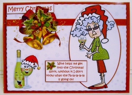 Stella has help with the Christmas spirit quick card by Pam Stubley