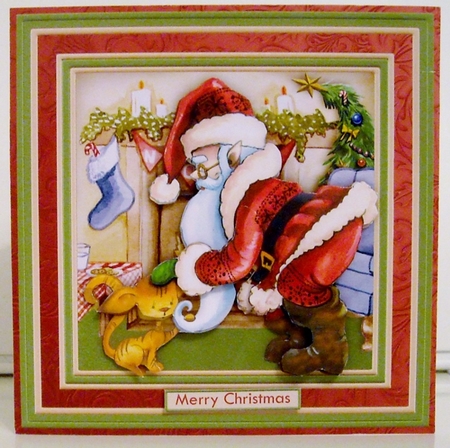 SANTAS SUPPER FROM KITTY 8x8 Christmas Decoupage & Insert Kit by Pam Stubley