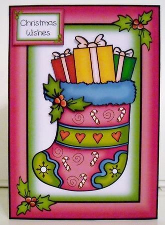Colourful Christmas - stocking A5 by Pam Stubley
