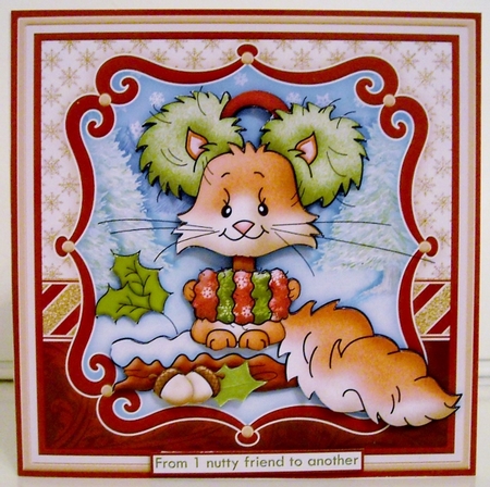 NUTTY CHRISTMAS SQUIRREL 8x8 Decoupage & Insert Mini Kit by Pam Stubley