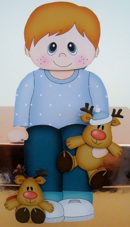 3D On the Shelf Card Kit - Christmas Cute Little Toddler with Little Rudy by Pam Stubley