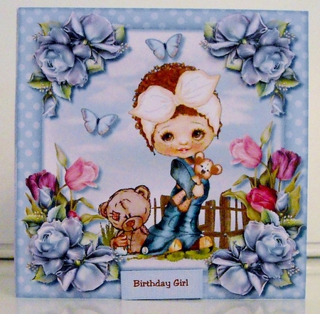 Cute Birthday Girl & Roses by Pam Stubley