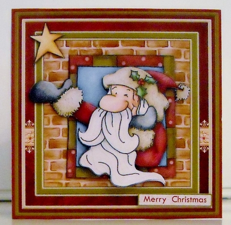 SANTA AT THE WINDOW Christmas 7.5 Decoupage & Insert Mini Kit by Pam Stubley