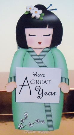 3D On the Shelf Everlasting Calendar Kit - Japenese Kokeshi Doll Chika by Pam Stubley