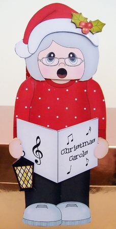 3D On the Shelf Card Kit - Christmas Old Lady goes Carol Singing by Pam Stubley