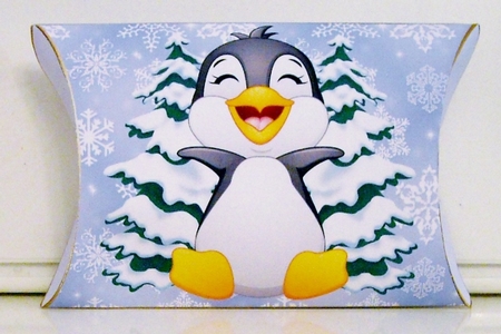 Christmas Penguin In Blue Pillow Box 2 by Pam Stubley