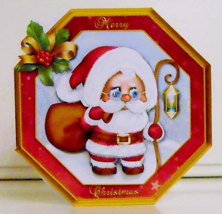 Santa With Lantern Octagonal Card Kit by Pam Stubley