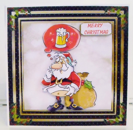 Santa ThinkingHard About a Beer by Pam Stubley