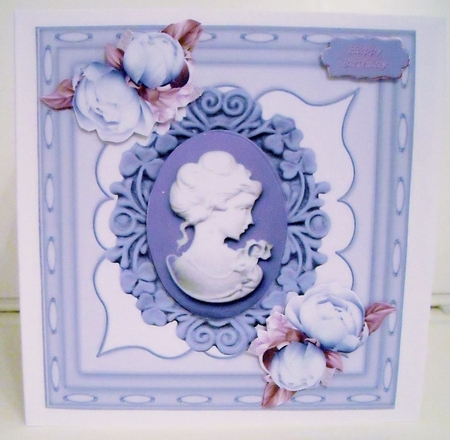 pretty cameo lady with blue roses in ornate frame by Pam Stubley