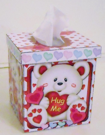 KLEENEX TISSUE BOX COVER - HUG ME VALENTINES DAY by Pam Stubley