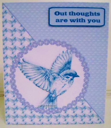 Blue bird sympathy card front. by Pam Stubley