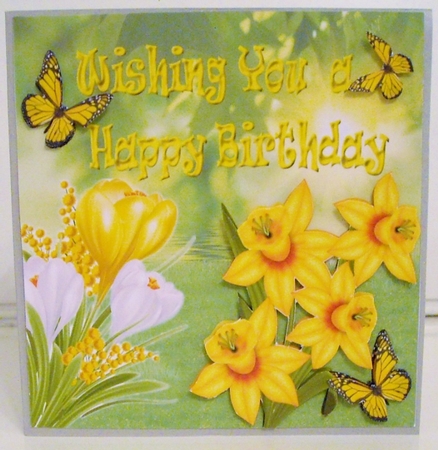 Crocuses & Daffodils with butterflies in the meadow by Pam Stubley