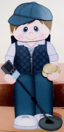 3D On the Shelf Card Kit - Little Treasure Hunter Metal Detectorist Elden by Pam Stubley