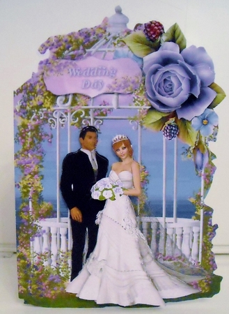 Flower Gazebo Wedding Shaped Card Decoupage Mixed Race 2 Mini Kit  by Pam Stubley
