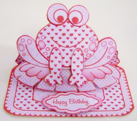 Frog Easel  Pink Hearts by Pam Stubley