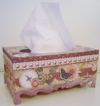 Shabby Chic Sugar Plum Family Size Tissue Box Cover. by Pam Stubley