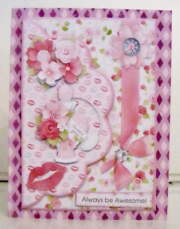 Always be Awesome! scalloped envelope card front by Pam Stubley
