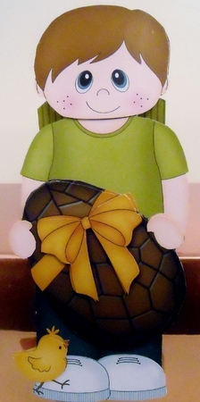 3D On the Shelf Card Kit - Easter Boy Glen has a Lovely big chocolate Easter Egg by Pam Stubley