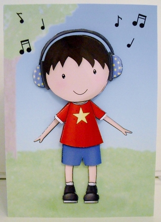 Cutie Pie Kids Boy With Headphones A5 Mini Kit by Pam Stubley