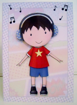 Cutie Pie Kids Boy Headphones Comic Book Background A5 Mini Kit by Pam Stubley