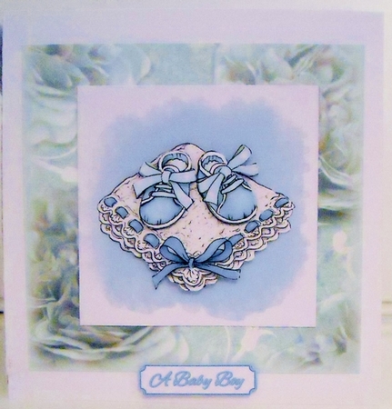 New Baby Decoupage - Baby Booties - Blue by Pam Stubley